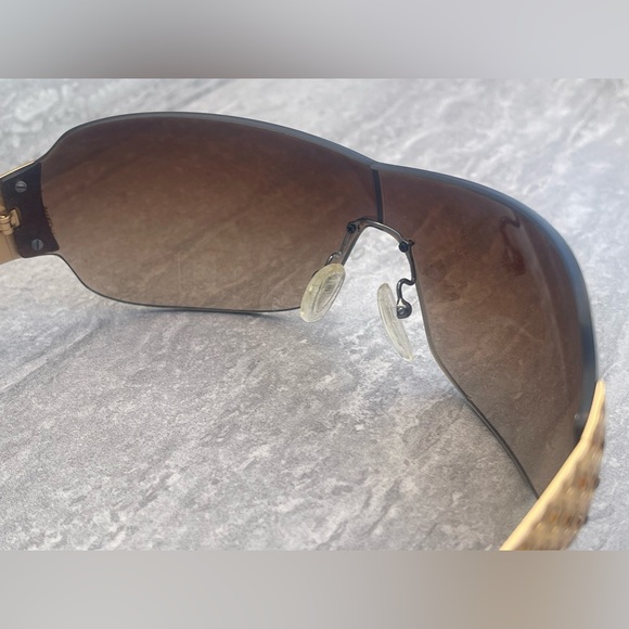 Prada Gold SPR 601 Shield Women Sunglasses - Picture 5 of 8